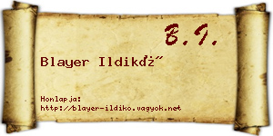 Blayer Ildikó névjegykártya